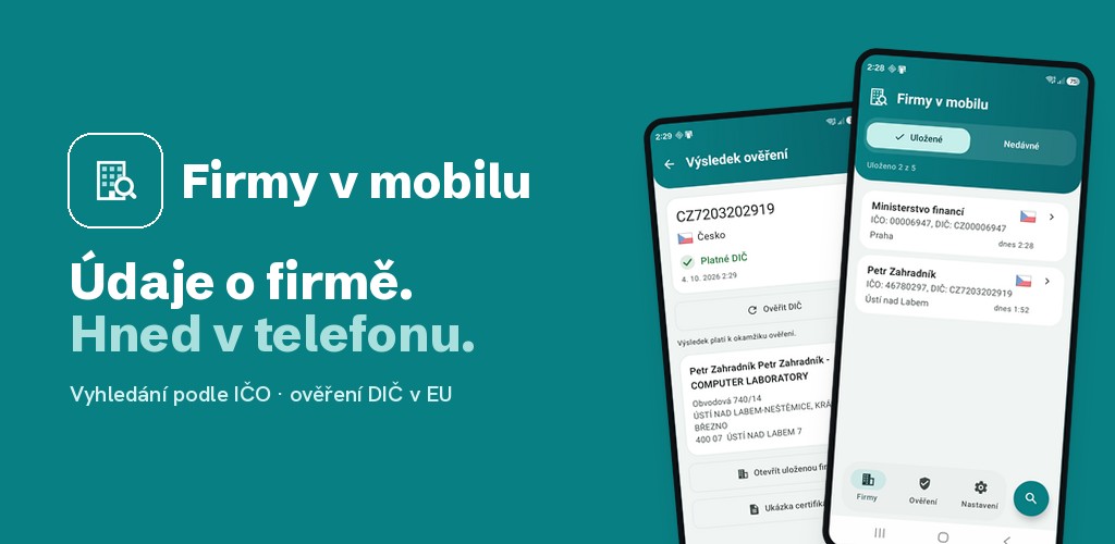 Firmy v mobilu — údaje o firmě hned v telefonu